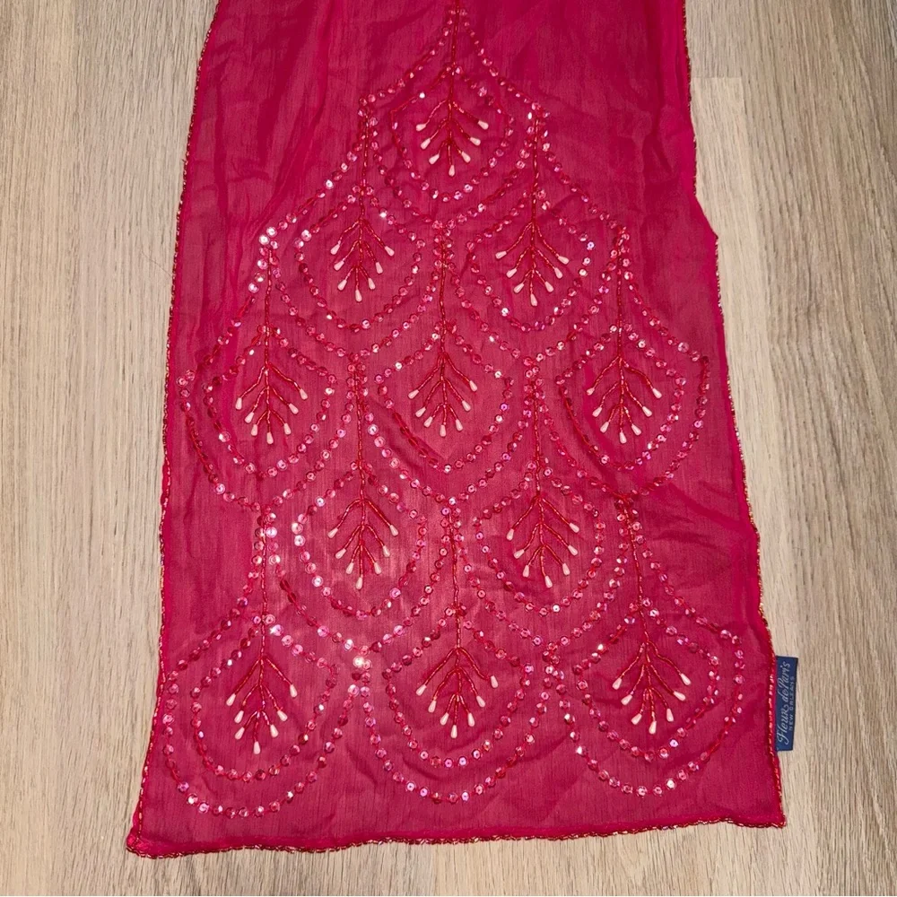 Fleur deParis Vintage Pink Beaded Whimsical Fairy Scarf -One Size